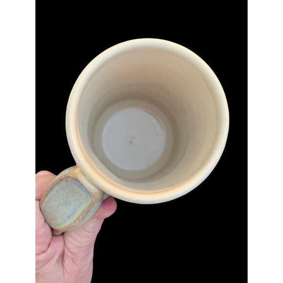 Vintage Handmade Stoneware Pottery Coffee Cup Mug Stein Opalescent Swirl Signed - Picture 6 of 8